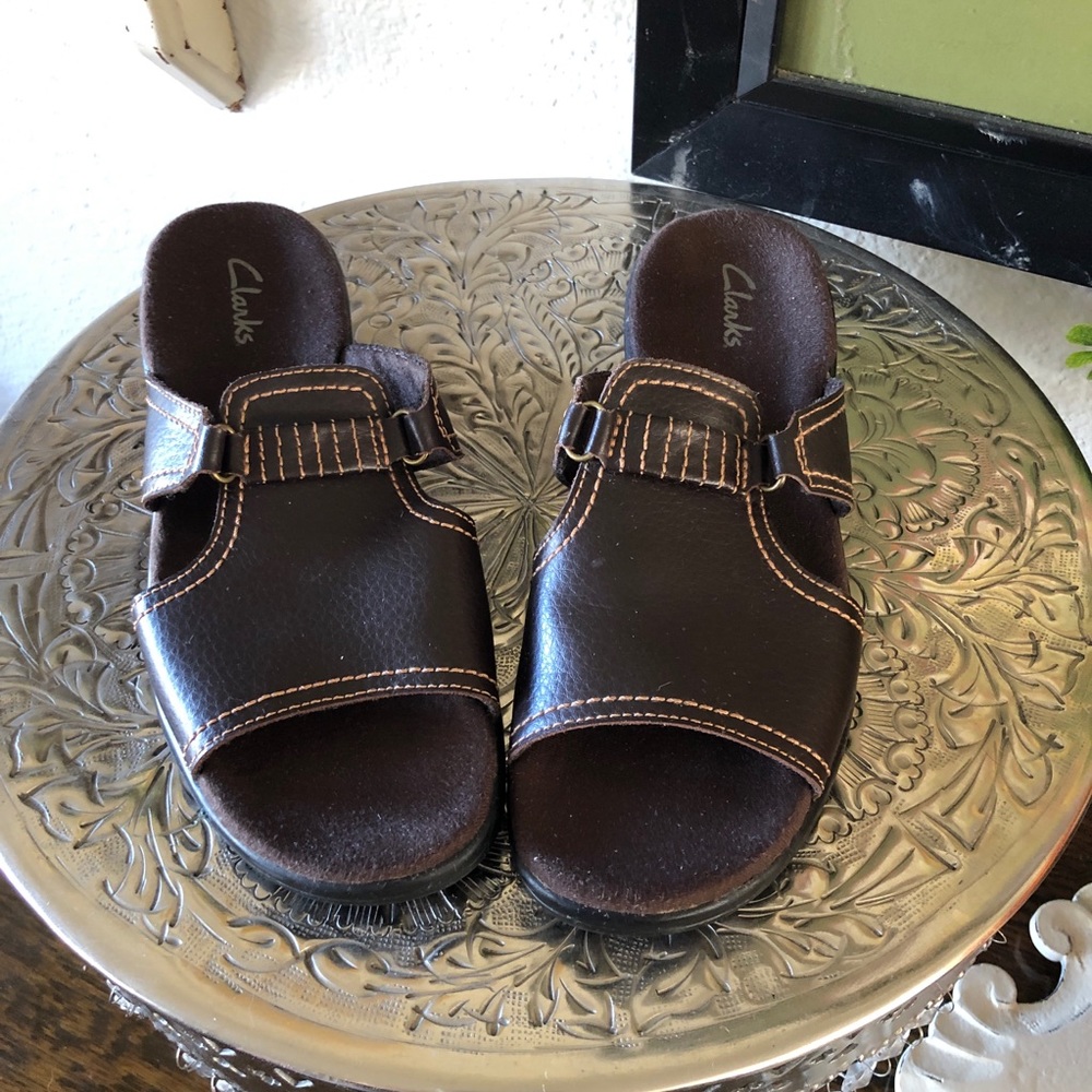 Clarks Slip on Sandals Dark Brown Size 5